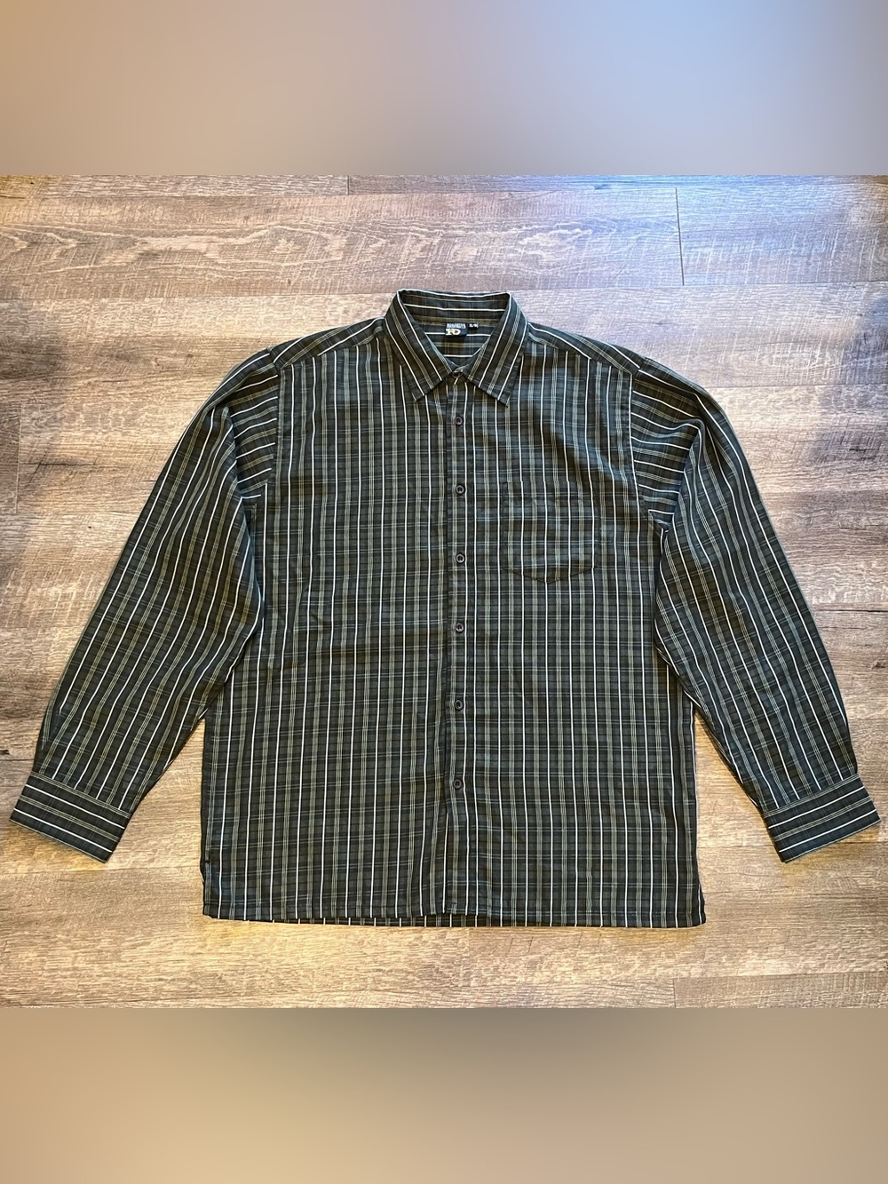 Green and White Button Down Shirt